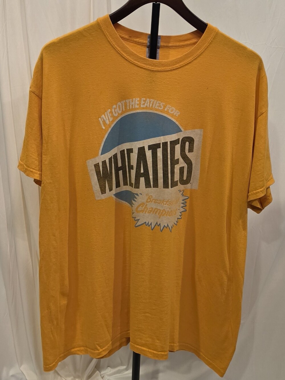 Wheaties Breakfast of Champions Vintage Graphic T-Shirt Yellow Mens XL Cotton